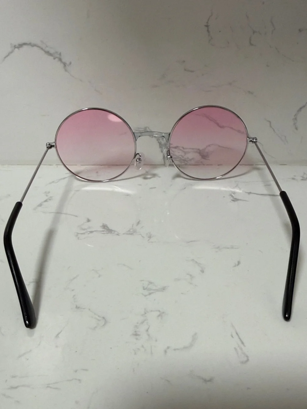 NEW Round Pink / Silver Gradient Round Lens Hippie Hippy Sunglasses